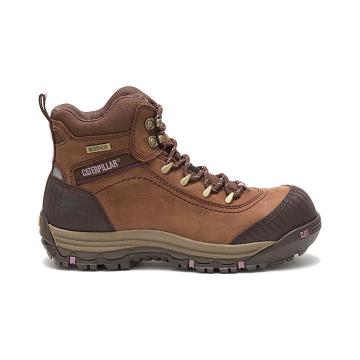 Botas De Trabajo Caterpillar Ally Waterproof Composite Puntera Mujer Marrones | CAT475-CO