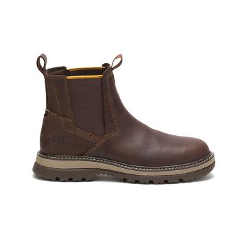 Botas De Trabajo Caterpillar Fairbanks Chelsea Hombre Cafe | CAT246-CO