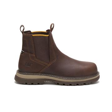 Botas De Trabajo Caterpillar Fairbanks Chelsea Steel Puntera Hombre Cafe | CAT247-CO