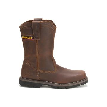 Botas De Trabajo Caterpillar Wellston Pull On Steel Puntera Hombre Cafe | CAT188-CO